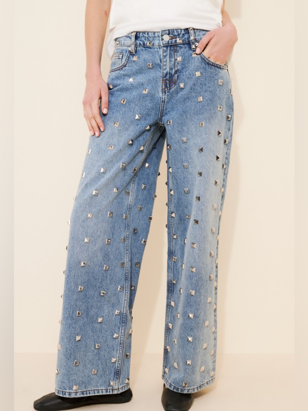 The Ragged Priest Clutter Studded Baggy Jeans Size 32